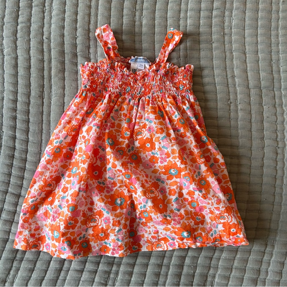 Jacadi Paris Liberty Fabric Floral Pink and Orange Sundress size‎ 12 m - Picture 4 of 6